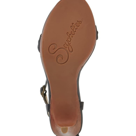 SEYCHELLES DARING STACKED STILETTO SANDALS BLACK SIZE 9 NWOT - Picture 4 of 4